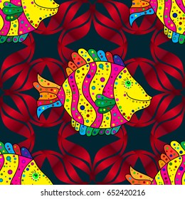 Vintage vector floral seamless pattern in colors.