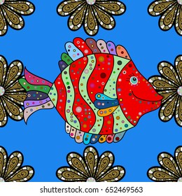 Vintage vector floral seamless pattern in colors.