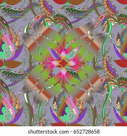 Vintage vector floral seamless pattern in colors.