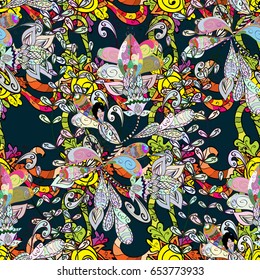 Vintage vector floral seamless pattern in colors.