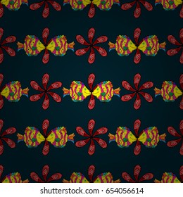 Vintage vector floral seamless pattern in blue colors.
