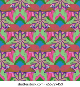Vintage vector floral seamless pattern in colors.
