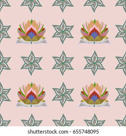 Vintage vector floral seamless pattern in colors.