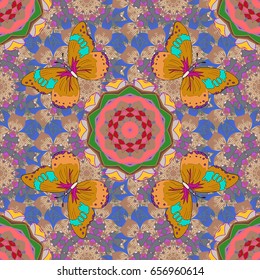 Vintage vector floral seamless pattern in colors.