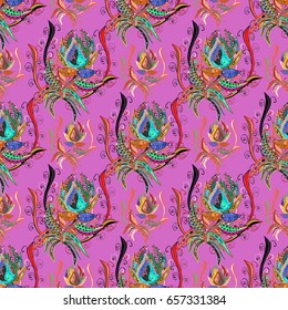 Vintage vector floral seamless pattern in colors.