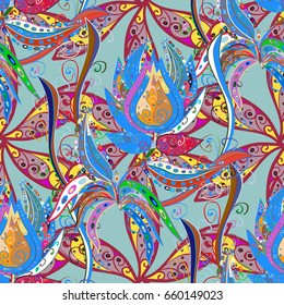 Vintage vector floral seamless pattern in colors.