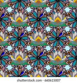 Vintage vector floral seamless pattern in colors.