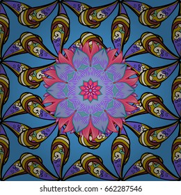 Vintage vector floral seamless pattern in colors.