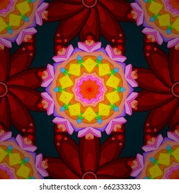 Vintage vector floral seamless pattern in blue colors.
