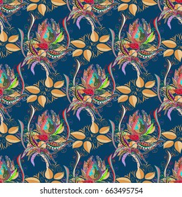Vintage vector floral seamless pattern in colors.