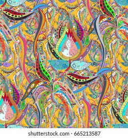 Vintage vector floral seamless pattern in colors.