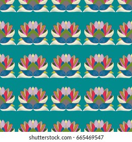Vintage vector floral seamless pattern in colors.