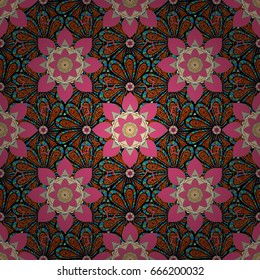 Vintage vector floral seamless pattern in pink colors.
