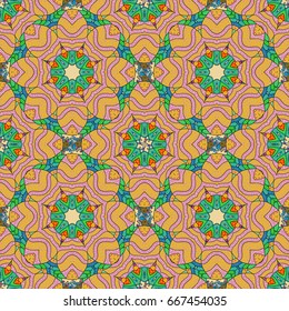 Vintage vector floral seamless pattern in colors.