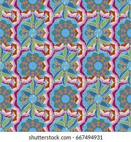 Vintage vector floral seamless pattern in colors.