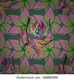 Vintage vector floral seamless pattern in pink colors.