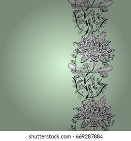 Vintage vector floral seamless pattern in green colors.