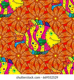 Vintage vector floral seamless pattern in colors.