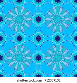 Vintage vector floral seamless pattern in neutral, blue and violet colors.