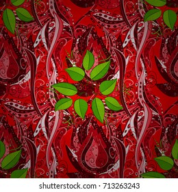 Vintage vector floral seamless pattern in red, green and pink colors.