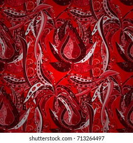 Vintage vector floral seamless pattern in red, pink and neutral colors.