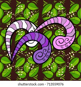 Vintage vector floral seamless pattern in green, brown and black colors.