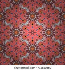 Vintage vector floral seamless pattern in pink, neutral and orange colors.