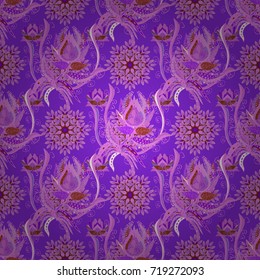 Vintage vector floral seamless pattern in violet, pink and neutral colors.