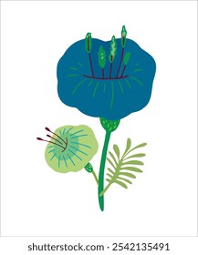 Vintage vector flower on a separate transparent background from a set of spring and summer flowers and plants for botanical design, clipart, logo