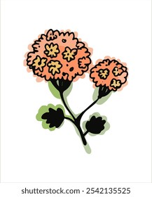 Vintage vector flower on a separate transparent background from a set of spring and summer flowers and plants for botanical design, clipart, logo