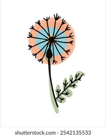 Vintage vector flower on a separate transparent background from a set of spring and summer flowers and plants for botanical design, clipart, logo