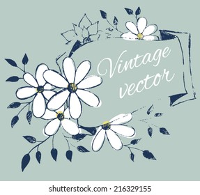 Vintage vector with flowers.