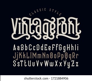 Vintage vector font set with decorative classic shape