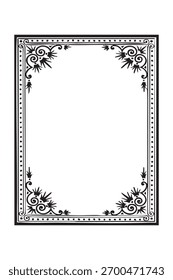 Marco de Vector de Antiguas con delicado grabado floral y detalles decorativos. Ideal para invitaciones, tarjetas de felicitación y elegantes Plantillas retro.