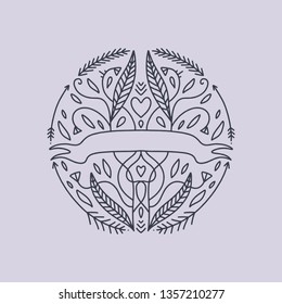 Vintage vector frame, floral elements. Logo template, good for wedding monograms, invitations, labels and more. Branding element