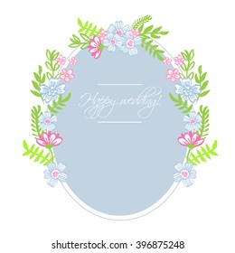 vintage vector frame with floral elements. summer flower and leaf elements. wedding wreath