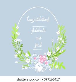 vintage vector frame with floral elements. summer flower and leaf elements. wedding wreath