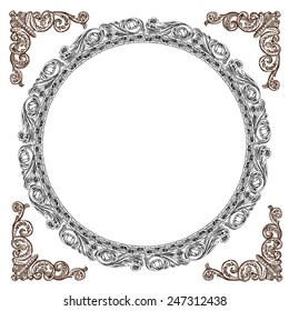 Vintage vector frame, hand drawn