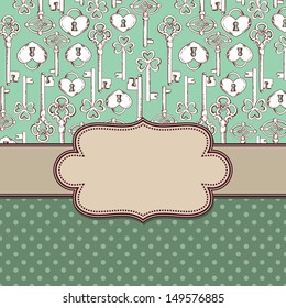 Vintage vector frame with keys and text place