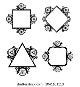 Vintage vector frame with many elements on isolated white background.