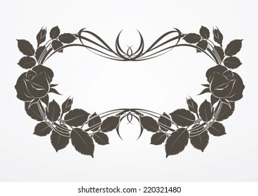 Vintage vector frame with roses.