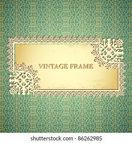 Vintage vector frame seamless lace pattern background stylized like textile. Could be used as repeating wallpaper, textile, wrapping paper