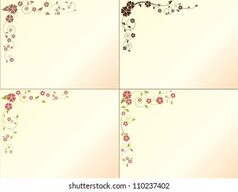 Vintage vector frame set with floral elements and flowers