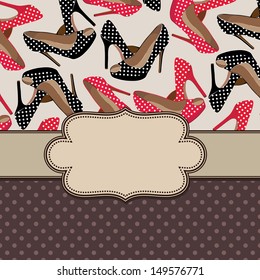 Vintage vector frame with shoes and text place