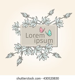 Vintage vector frame with spring flowers. Eps-8.