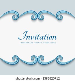 Cadre vintage image vectorielle avec bordures ondulées, décoration en papier découpé, invitation de mariage ou enregistrer le modèle de carte de date