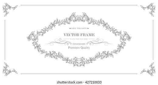 Vintage vector frame.Classic style.Template for logo,certificate, menu, wedding design.