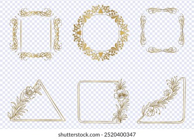 Vintage vector frames, Set of template, Retro design for monograms, invitations, frames, banners, menus, labels and websites, Set of Decorative vintage frames and borders set, Gold photo frame.