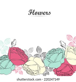 Vintage vector garden roses