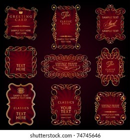 Vintage vector gold frames on black background